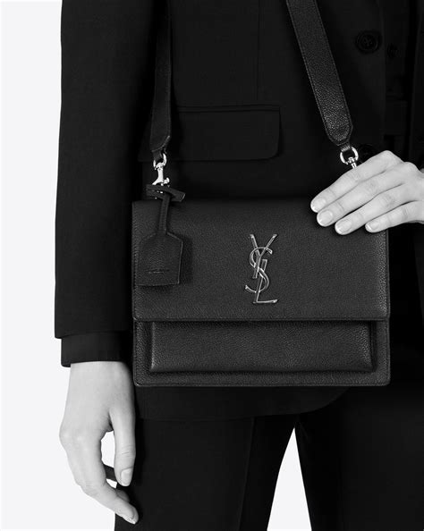 ysl black and dove white grained leather|YSL medium crossbody bag.